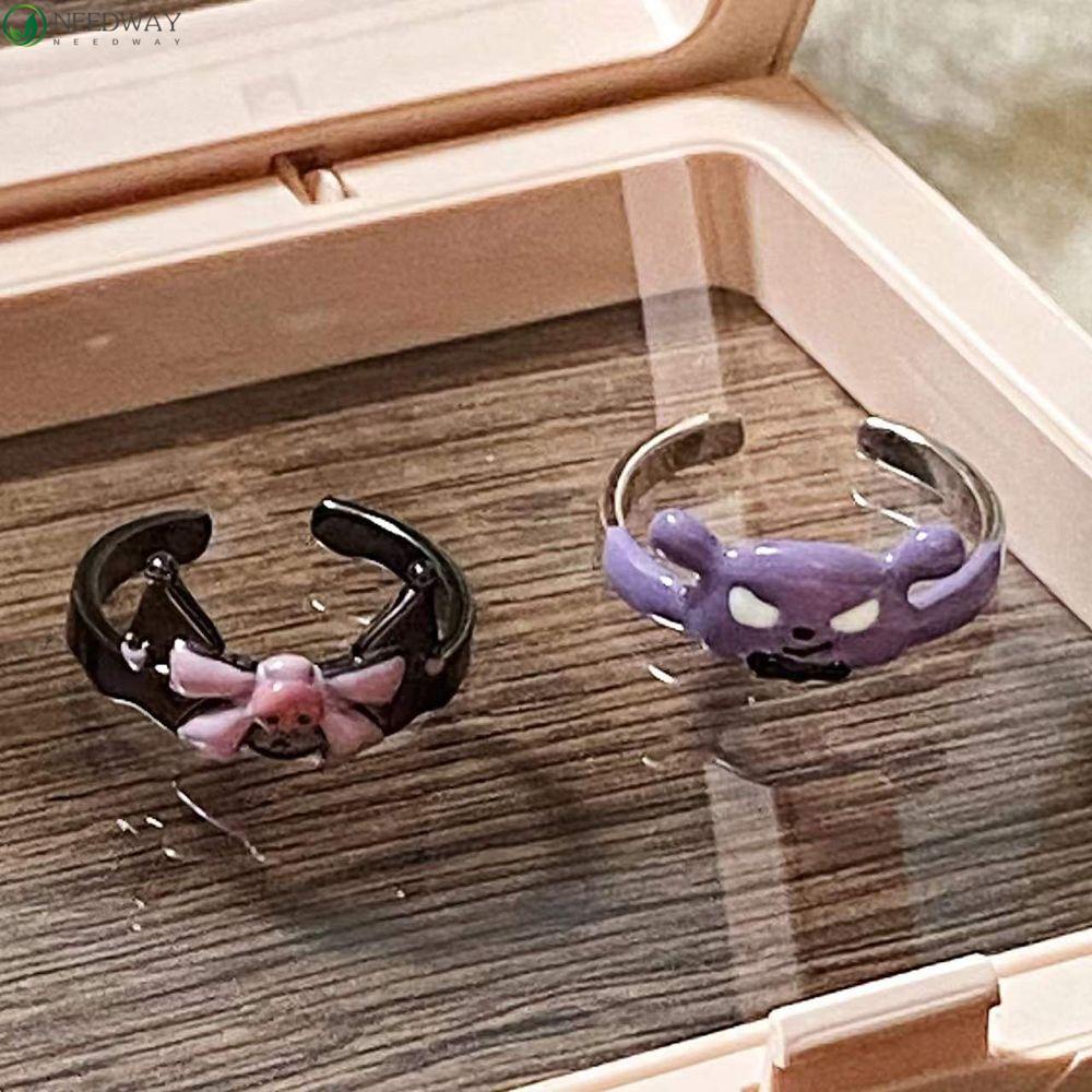 NEEDWAY Perempuan Cincin Terbuka Kawaii Jepang Lucu Baku Kartun Terbaik Fridends Couple Ring