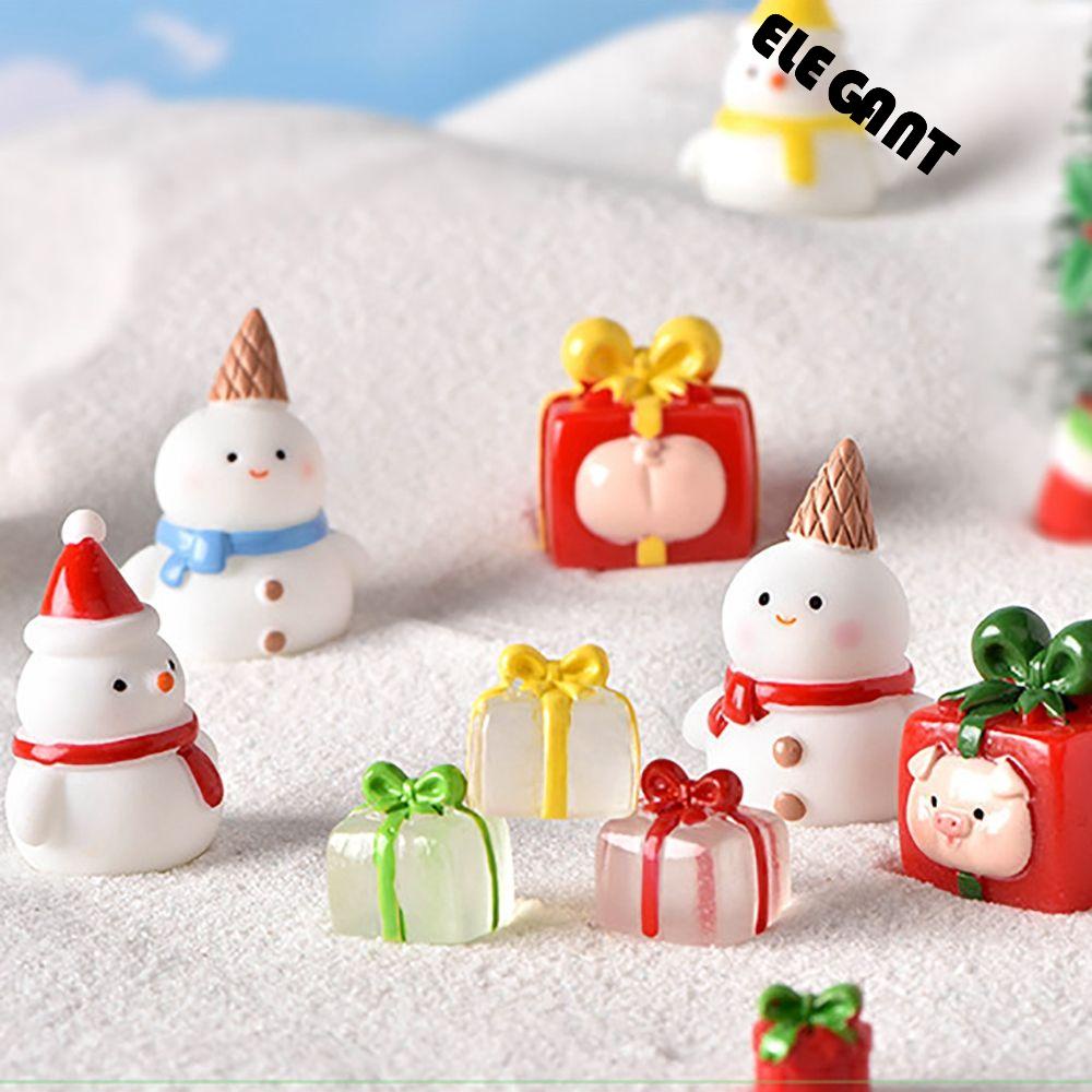 【 ELEGANT 】 Ornamen Natal Lucu Untuk Hadiah Pemandangan Taman Peri Dekorasi Rumah Ornamen Bonsai Snowman Christmas Decoration