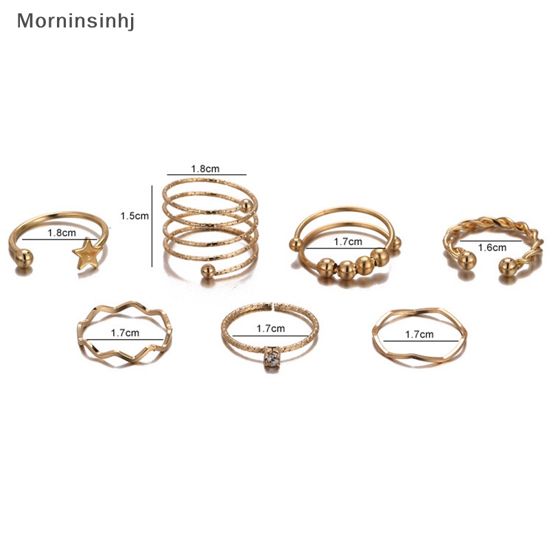 Mornin 7Pcs /Set Bohemian Open Adjustable Ring Set Cincin Untuk Wanita Perhiasan Cincin Set Ulang Tahun Anniversary Hadiah id