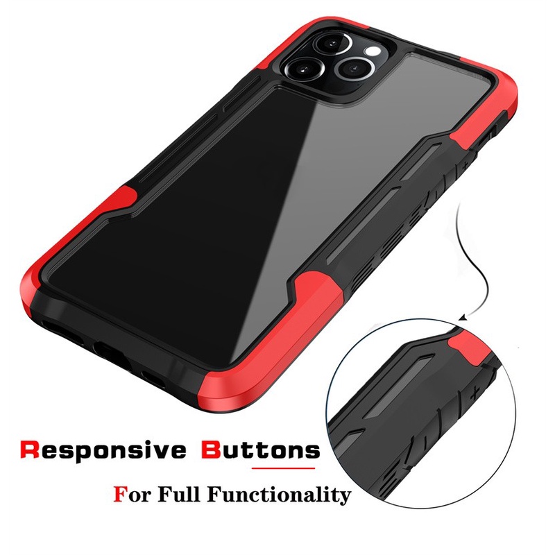 IPHONE 3in1 Shockproof Cover Transparan Casing Ponsel Untuk Iphone11 12 13 14 Pro Max7 8 14 plus XR XS MAX X Acrylic+TPU+PC Hard Case Bumper