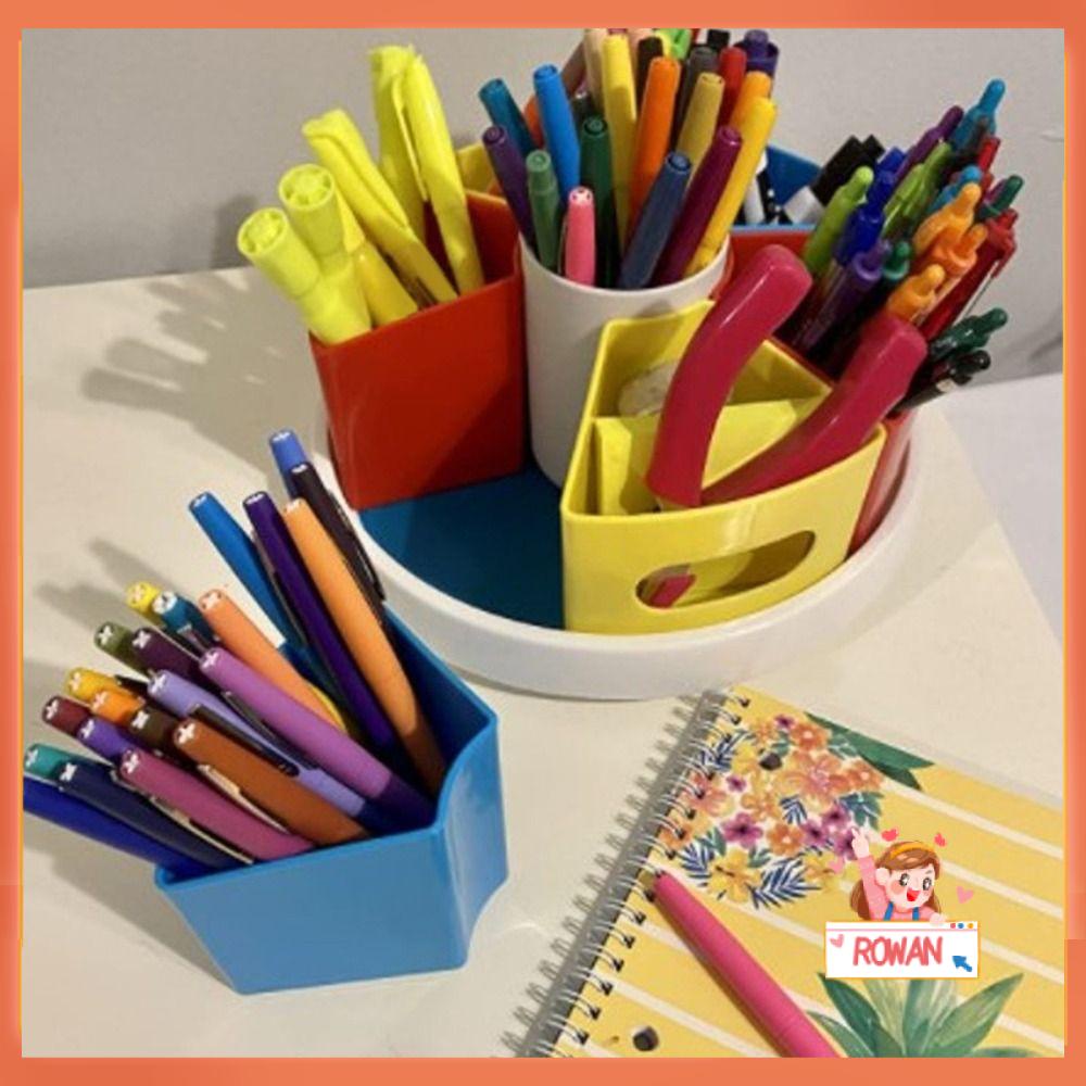 R-FLOWER Rotate Pen Holder Alat Tulis Kosmetik Kapasitas Besar Desktop Storage Box
