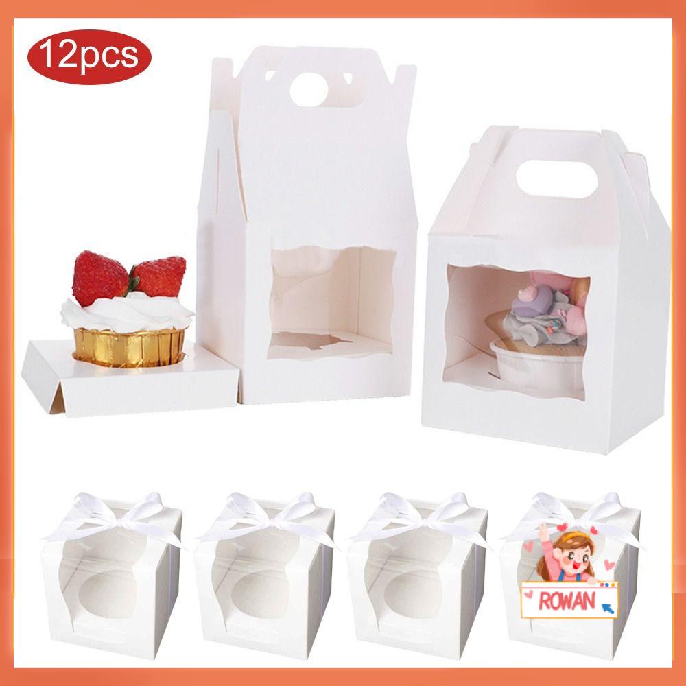 R-FLOWER 12pcs Kotak Cupcake Baru Removable Inner Tray Packaging Pastry Muffin Box