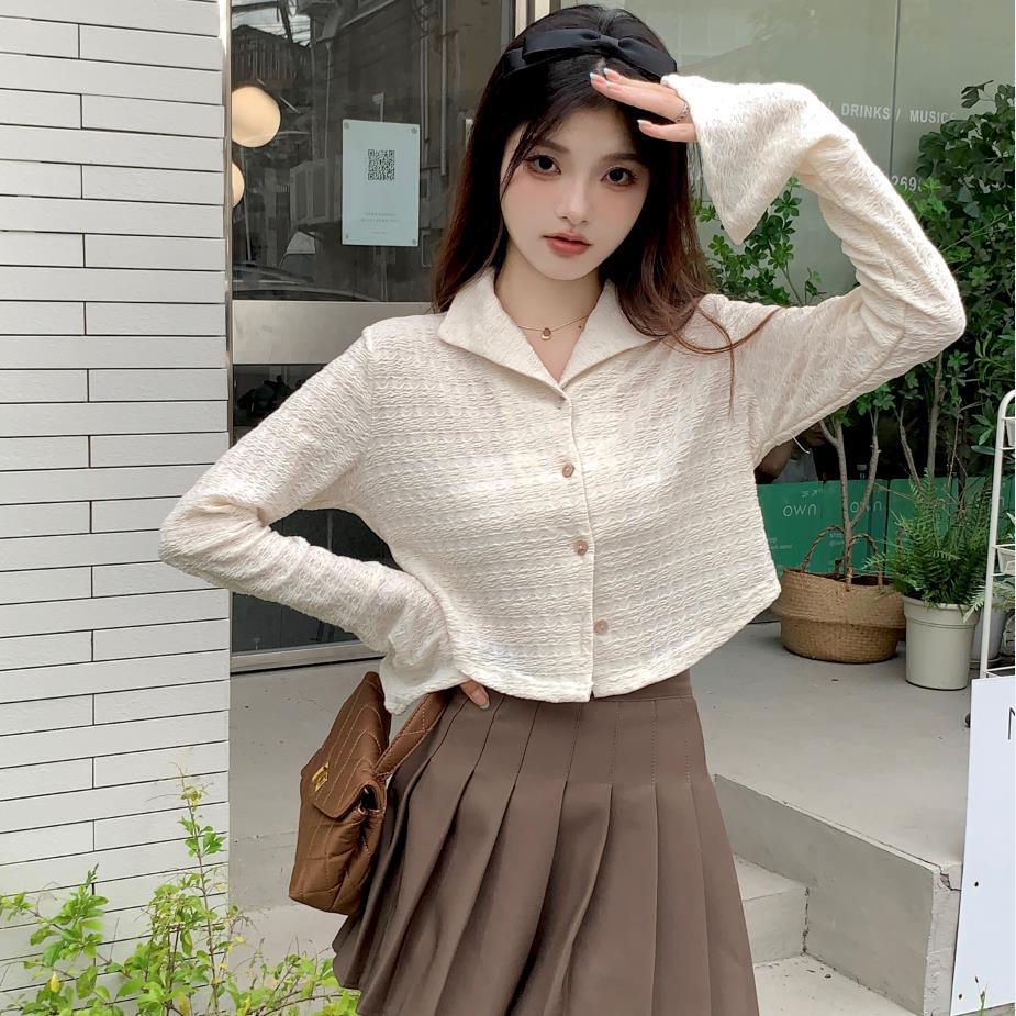 Kemeja Lengan Terompet Wanita Vintage Lengan Panjang Premium Blouse