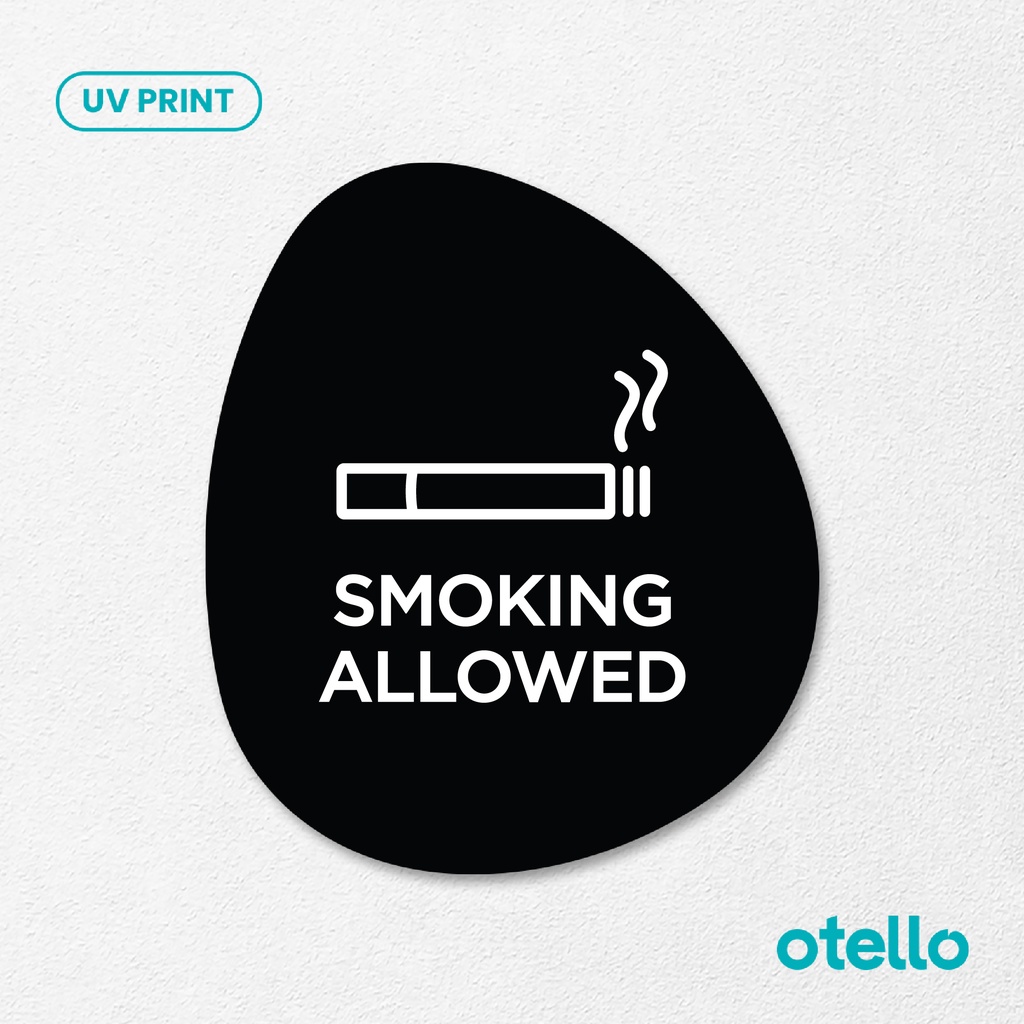 Smoking Allowed Signage Board Akrilik Tempel Dinding Papan Acrylic Sign Board Signage Tempel Dinding Tulisan Label Tanda Petunjuk Rambu Aklirik UV Print