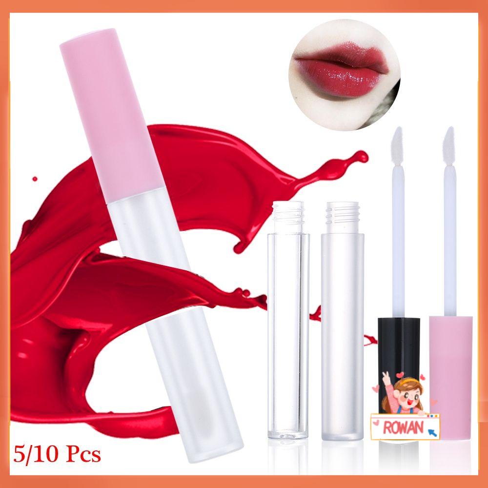 R-FLOWER 5/10 Pcs Tabung Lip Gloss 3ml Dengan Kuas Portable DIY Kosmetik Ukuran Mini Botol Isi Ulang