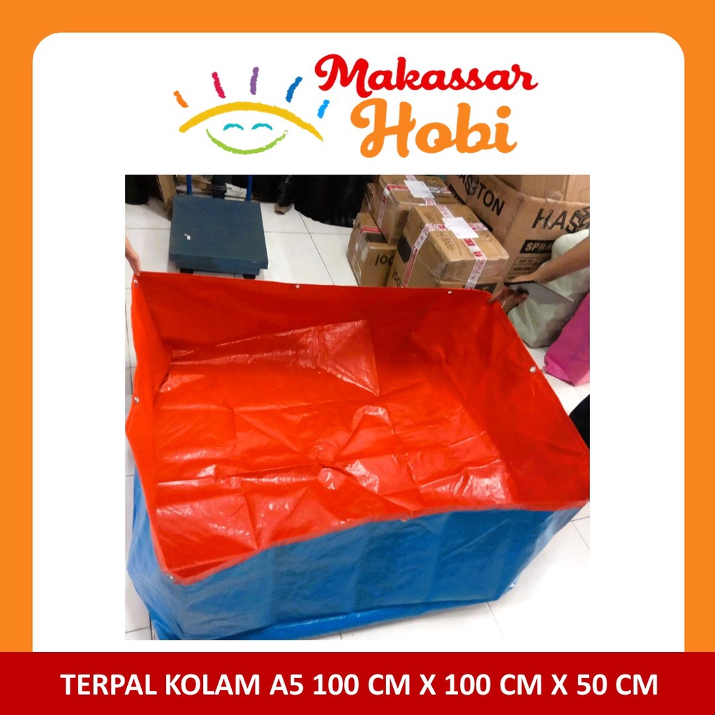 Terpal Kolam A5 100 x 100 x 50 cm Ikan Lele Nila Cupang Hias Koi Kotak