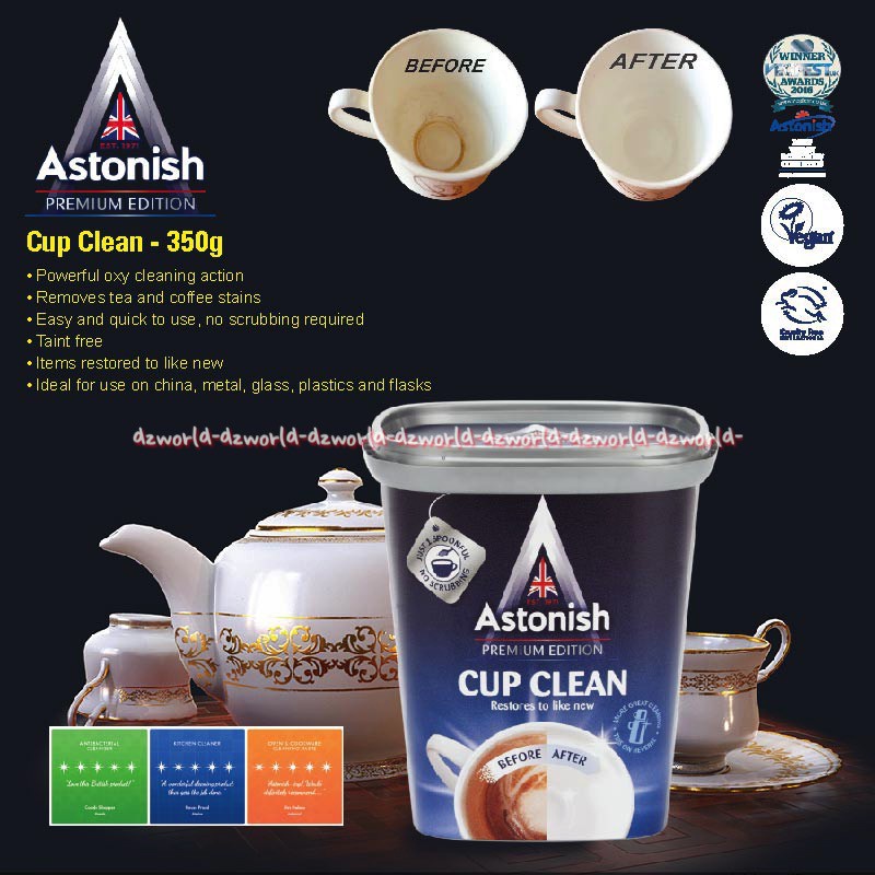 Astonish Cup &amp; Revive 350gr Sabun Cuci Piring Gelas Bubuk Pembersih Penghilang Noda Hitam Coklat Teh Kopi di Piring Gelas Alat Makan Astonis Cups Cleans Cleaner Powder