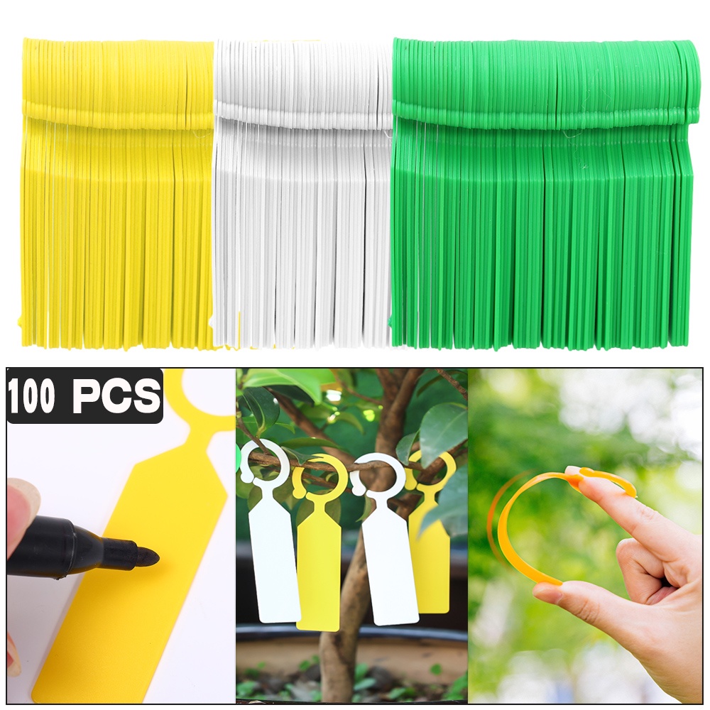 100pcs Label Ring plastik tebal / bibit, bunga, melon dan buah kartu tanda klasifikasi / anti air perlindungan matahari pot tanaman daftar pohon / aksesoris berkebun