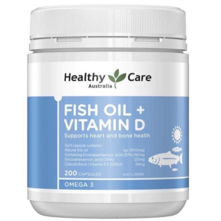 Healthy Care Fish Oil + Vitamin D 200 capsules