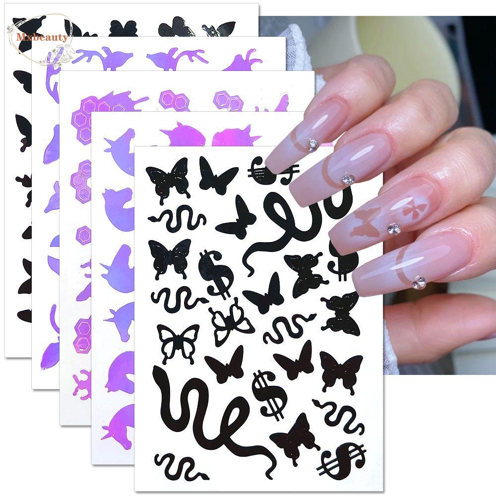 MXBEAUTY Cat Semprot Stiker Kuku DIY Fashion Nail Art Dekorasi Manicure Snowflake Butterfly Pattern Spray Template Sticker