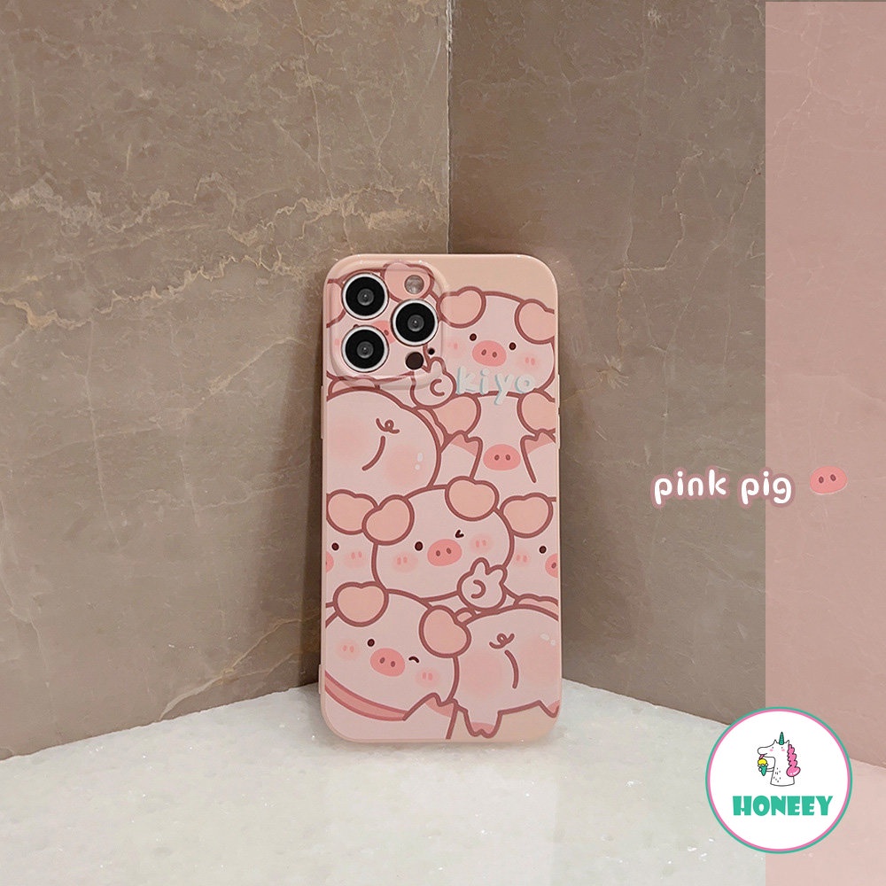 Kawaii Pink Piggy Phone Case Kompatibel Untuk iPhone 14 Pro Max13 12 11 Pro Max TPU Lembut Shockproof Sarung Handphone