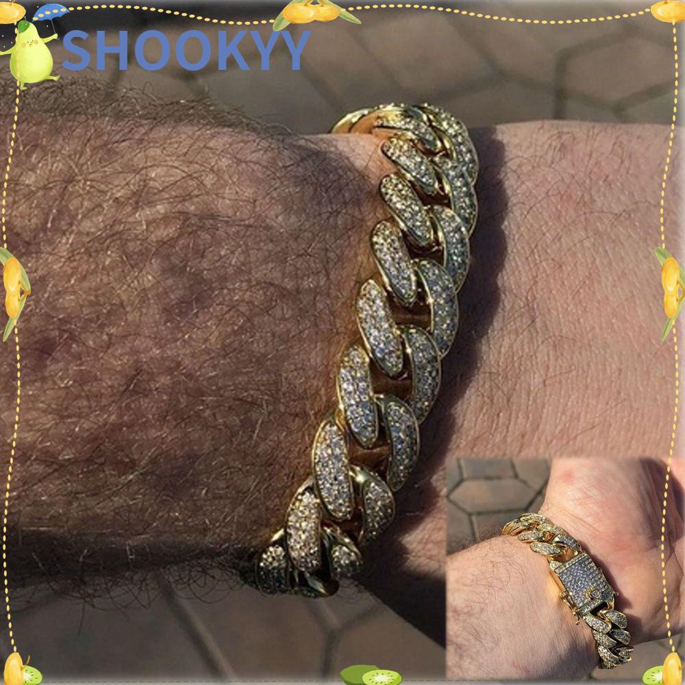 CHOOKYY Gelang Lebar 12mm Fashion Gelang Berlian Hip Hop