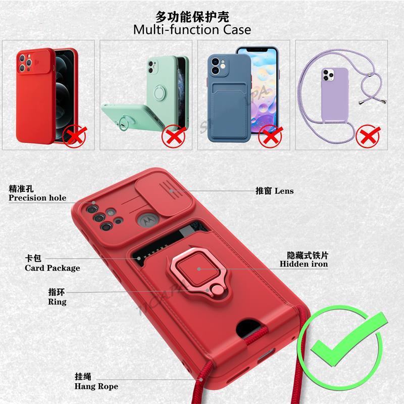 Untuk Motorola MOTO G10 G30 G22 G31 G41 G42 G50 G51 G60S G62 case Dompet slot Kartu Stand holder Penutup Belakang Untuk MOTO G9 Play Power Crossbody lanyard slide lens Cases