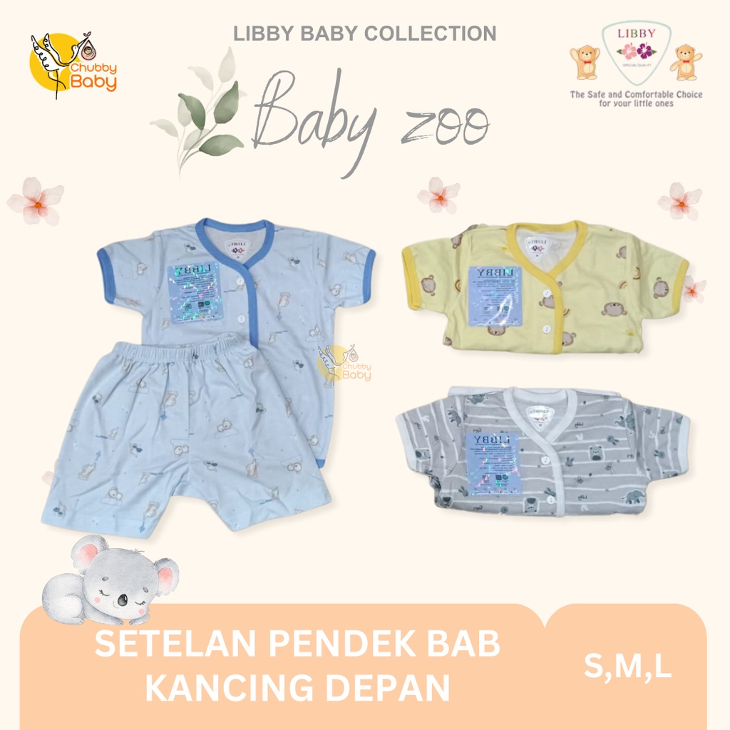 Libby - Baby Zoo | Setelan Pendek Kancing Depan 3stel