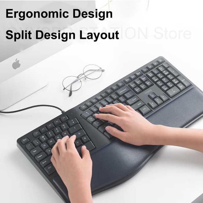 Rapoo NK8800 Ergonomic Wired Keyboard With Palm Rest Pesaing Ergo K860