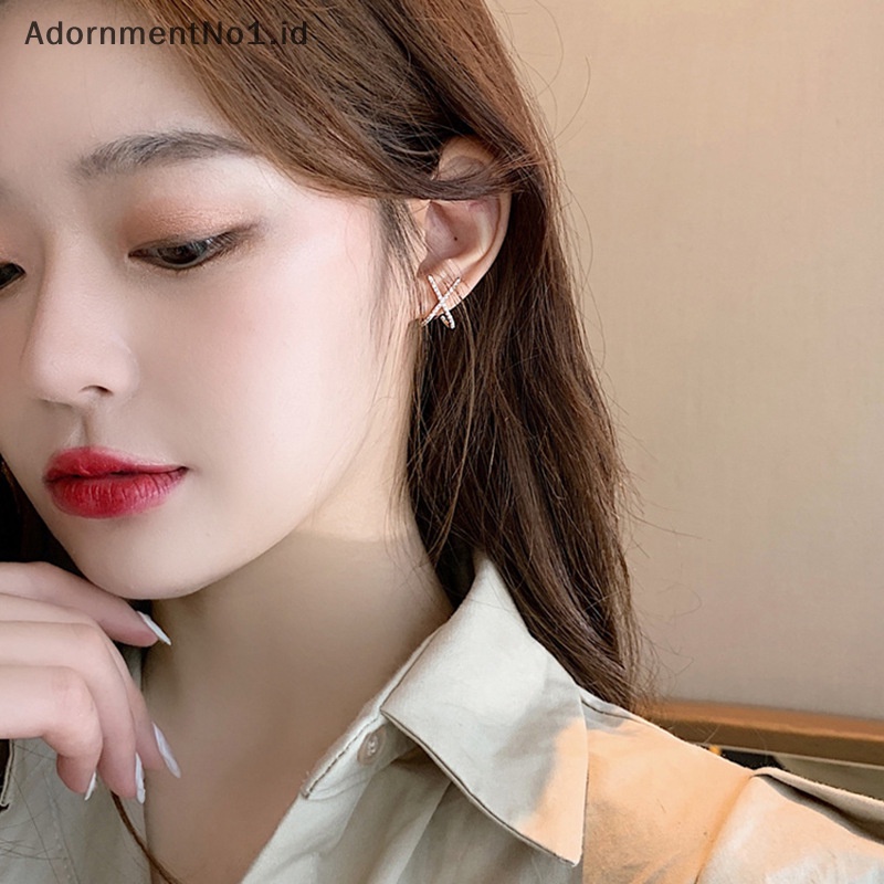 [AdornmentNo1] 1pasang gaya sederhana cahaya X-shaped Earrings Ear Stud Fashion kreatif berlian imitasi perhiasan untuk wanita gadis hadiah ulang tahun