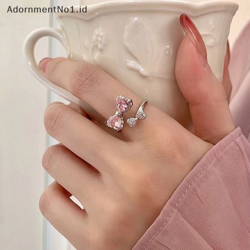 [AdornmentNo1] Gaya korea eksquisite Pink ikatan simpul pembukaan cincin Adjustable manis lucu temperamen Fashion cincin sederhana untuk perhiasan wanita