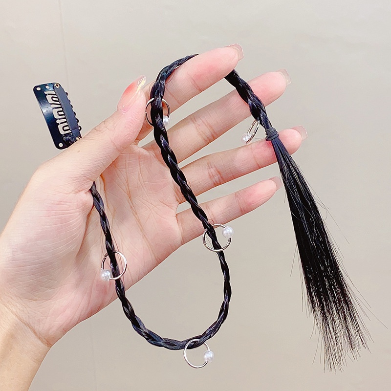 Rambut Palsu Hair Clip Kepang Ponytail Extension Klip Gaya Hip Hop Korea Kekinian Aksesoris Perempuan AK290