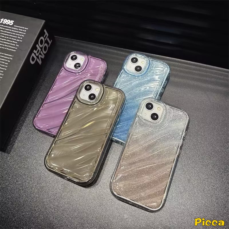 IPHONE Fantasy Starry Sky Casing Kartu Laser Mewah Kompatibel Untuk Iphone11 13 14 12 Pro MAX 7Plus XR X XS MAX 6 6S 7 8 Plus SE 2020 3D Stereo Motif Bergelombang Warna Gradasi Soft Cover