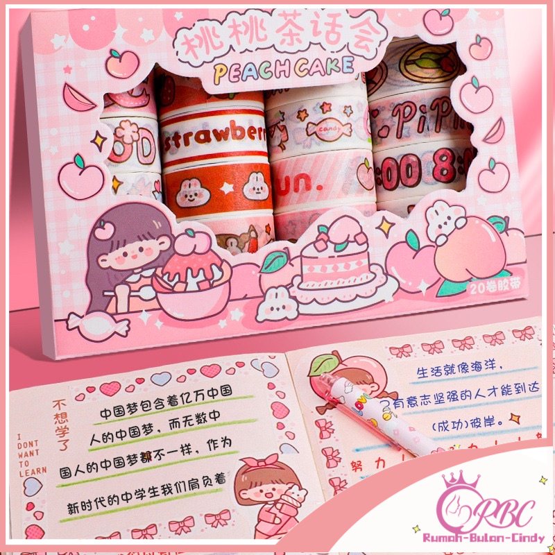 【Penjual Lokal】50 Roll Stiker 1 Set Box Premium Karakter Lucu Roll Stiker Super Cute