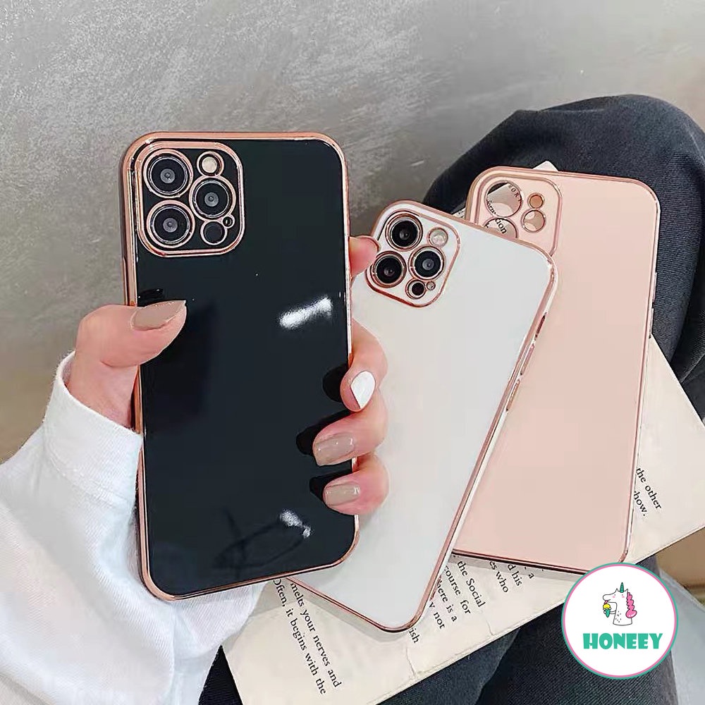 Simple Plated Phone Case Compatible for iPhone 14 Pro Max Case iPhone 11 Pro Max XR 12 13 Pro Max Glitter Shockproof Soft Cover