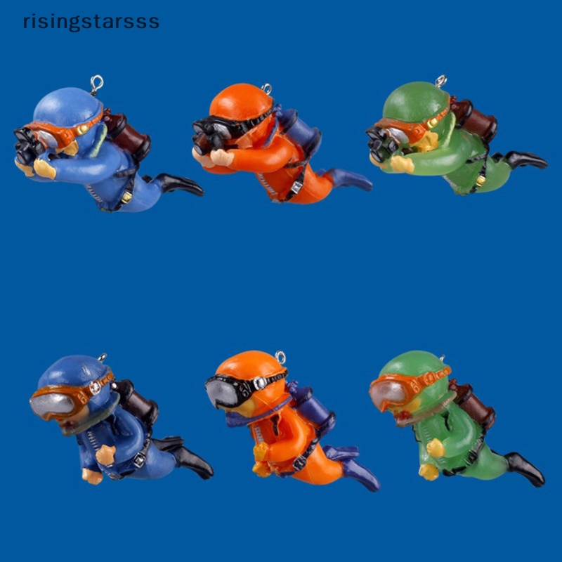 Outdoor Luminous Green Mini Diver Kawaii Simulasi Floag Frogman Untuk Hiasan Aquarium Ikan Dekorasi Aquarium Aksesoris Baru