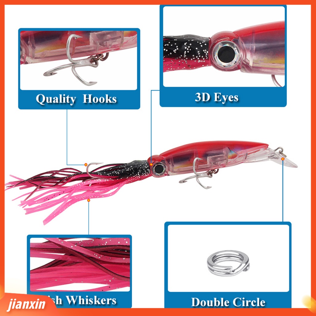 (In Stock) 23cm /38g Umpan Pancing Cumi Buatan Plastik Warna-Warni Simulasi Umpan Pancing Untuk Penggemar Memancing