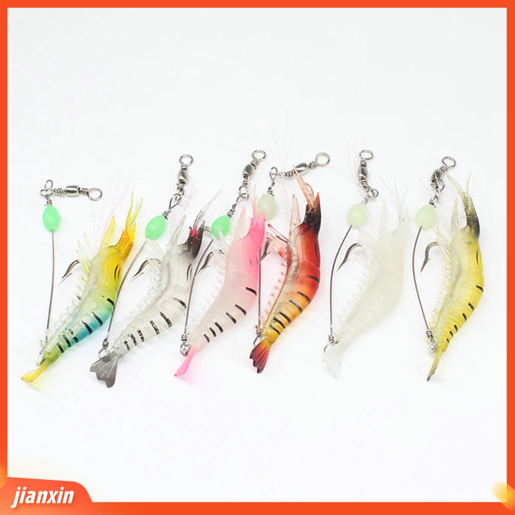 (In Stock) 10Pcs 9.5cm /6.5g Luminous Bionic Udang Umpan Lembut Dengan Kait Alat Pancing
