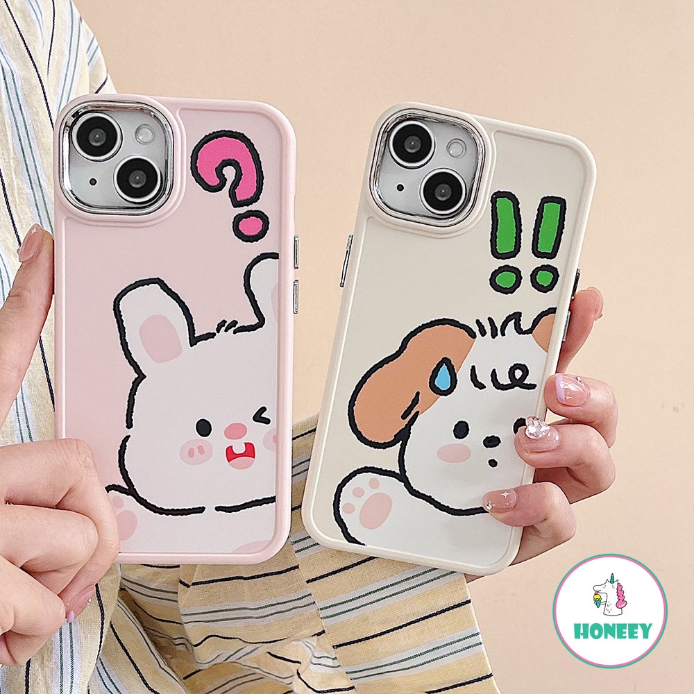 IPHONE Casing Ponsel Kartun Kelinci Pink Kompatibel Untuk Iphone14 Pro 13 12/12pro 11 Pro Max Cute Puppy Shockproof Back Cover