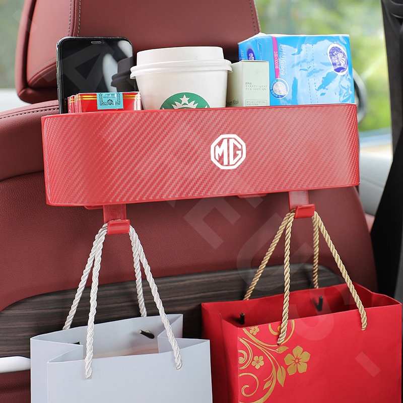 Mg Car Back Seat Organizer Car Seat Back Hook Kotak Penyimpanan Cup Holder Tekstur Serat Karbon Untuk MG HS ZS EP MG5 MG3 EV 4 5 6 Ep2023 Extender Mulan