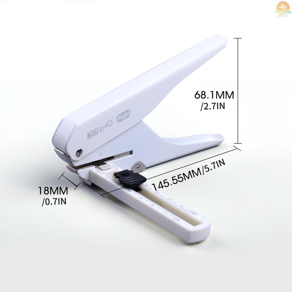 In Stock KW-trio 1/4 ''Hole Punch Single Hole Puncher Dengan Standard Ruler Handheld Metal 20lembar Kapasitas 6mm Aperture Paper Punch Adjust Jarak Lubang A4 Notebook Scrapbook Diary