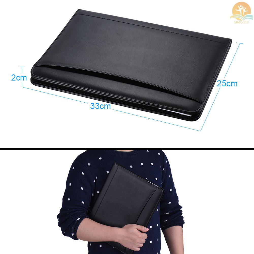 In Stock Multifungsi Bisnis Portfolio Padfolio Folder Dokumen Case Organizer A4 Kulit PU Dengan Holder Kartu Nama Memo Note Pad