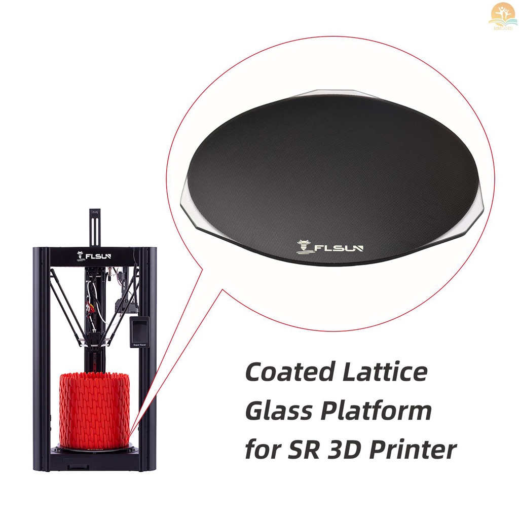 In Stock FLSUN SR 3D Printer Piring Kaca Build Surface Coated Lattice Glass Platform Hot Bed Tempat Tidur Kaca 3D Printer Upgrade Parts