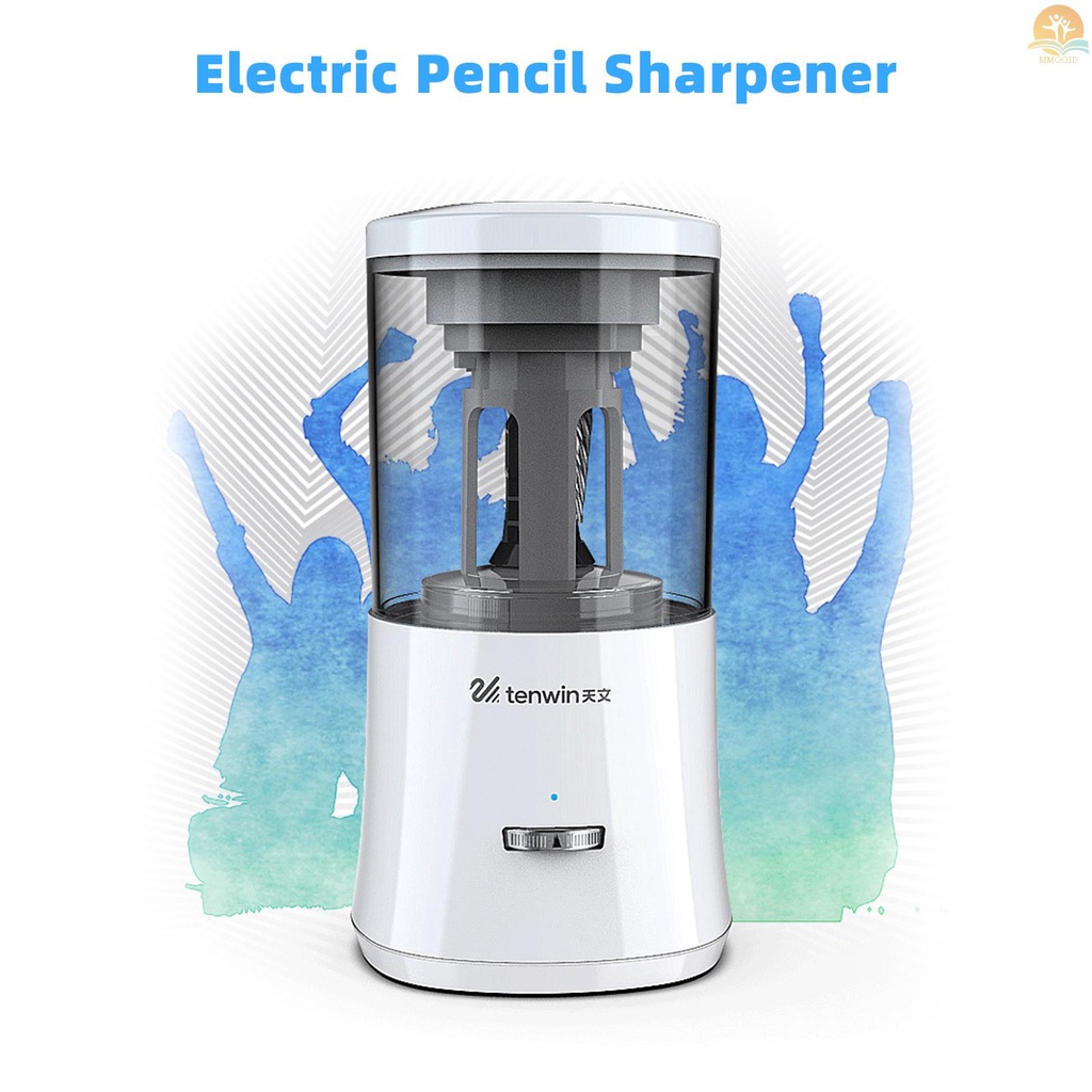 In Stock tenwin Alat Pengasah Pensil Elektrik Heavy Duty Pencil Sharpener Auto Stop Ketajaman Yang Dapat Disesuaikan Untuk Pensil 6-8mm Untuk Pelajar Artis Perlengkapan Kantor Sekolah Rumah