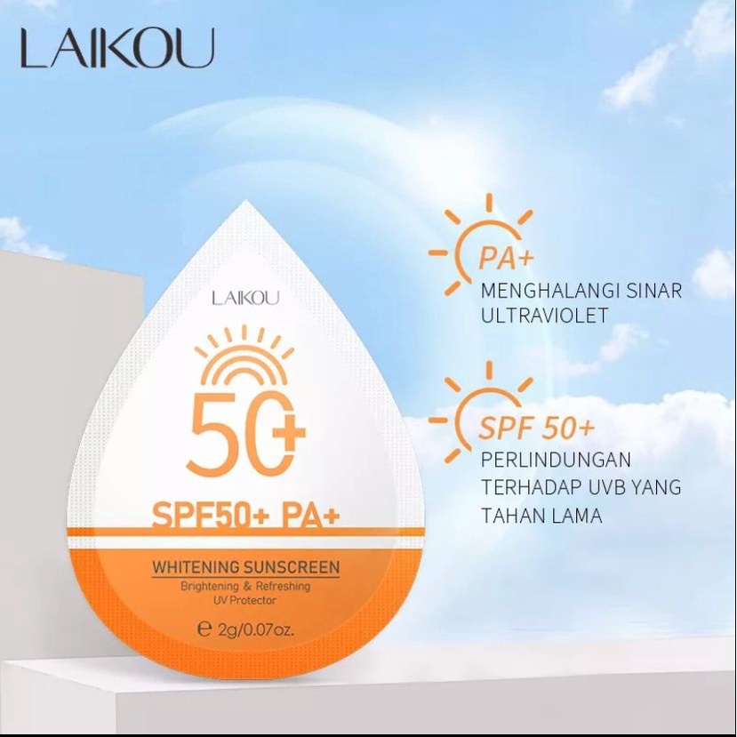 LAIKOU Sunscreen Pelindung UV Anti Air Sunblock Pemutih Wajah Dan Badan SPF50+ 2g