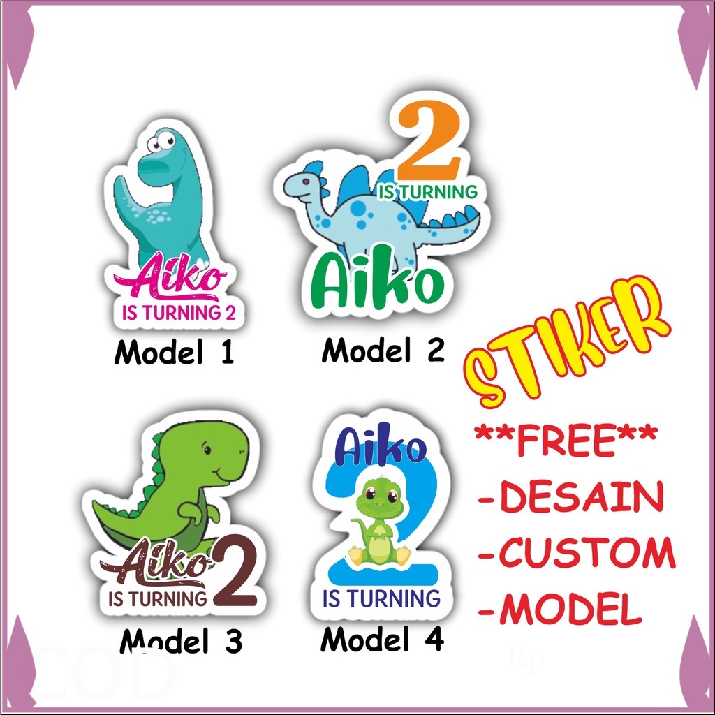 ( 20 PCS ) Stiker Bento Ulang Tahun THEME DINOSAURUS Stiker Ulang Tahun DIE CUT / Stiker Ulang Tahun