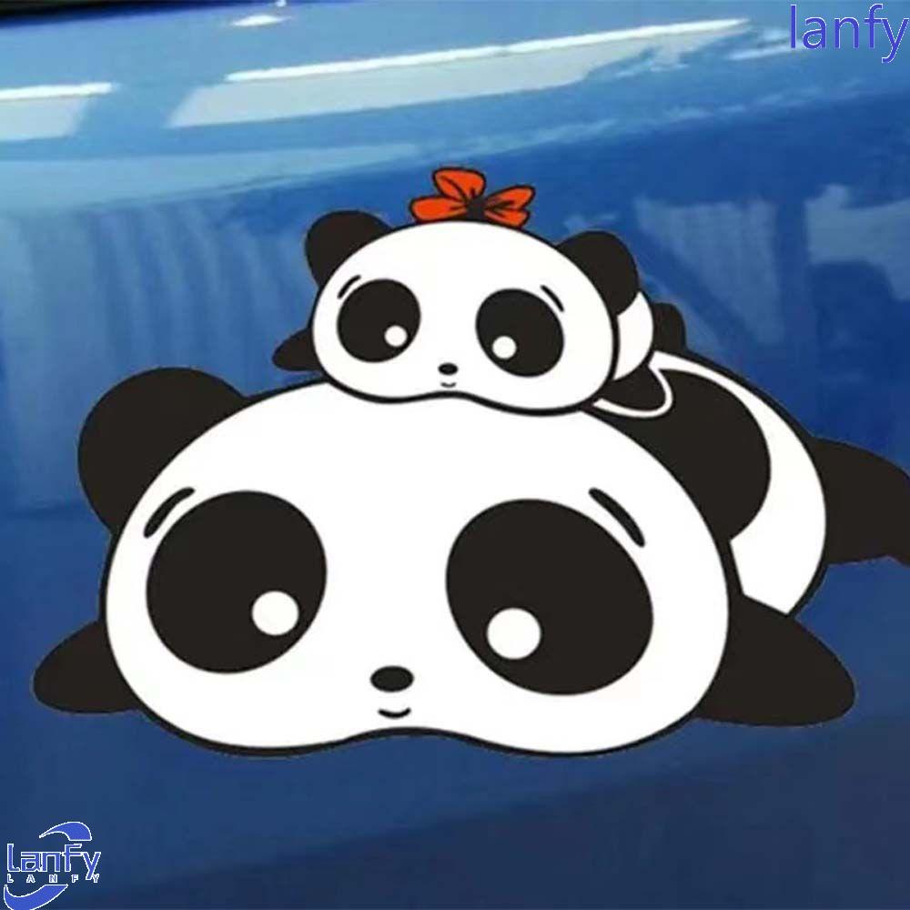 LANFY Panda Stiker Mobil Lucu Tahan Air Aksesoris Styling Mobil Stiker Hias Goresan Mobil Memblokir Pintu Mobil Body Dekorasi