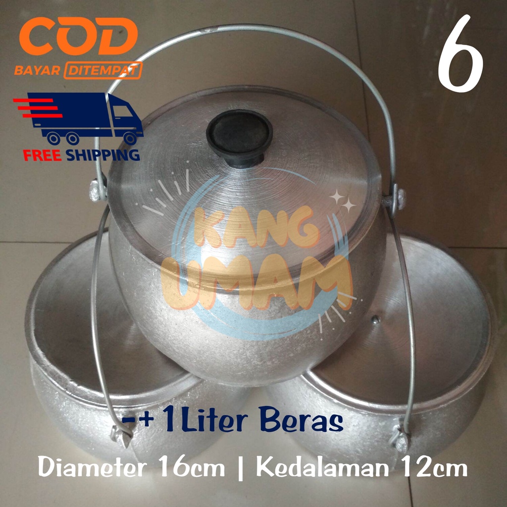Panci Kastrol Nasi Liwet No.6 Kastrol liwet s.d 1 Liter Beras Bahan Alumunium Cor Kuat dan Anti Peca