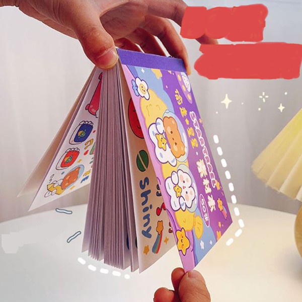 

50 lembar buku stiker hias karakter lucu momo beruang kelinci HB1320 - BROWN