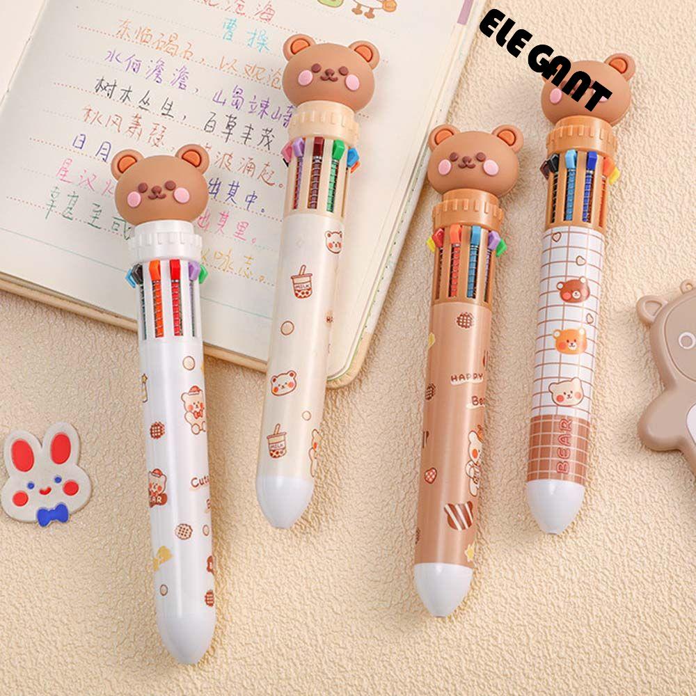 【 ELEGANT 】 Kartun Beruang Bolpoin Lucu Novelty Belajar Menulis Perlengkapan Handwriting Perlengkapan Kantor Pulpen Menulis Siswa