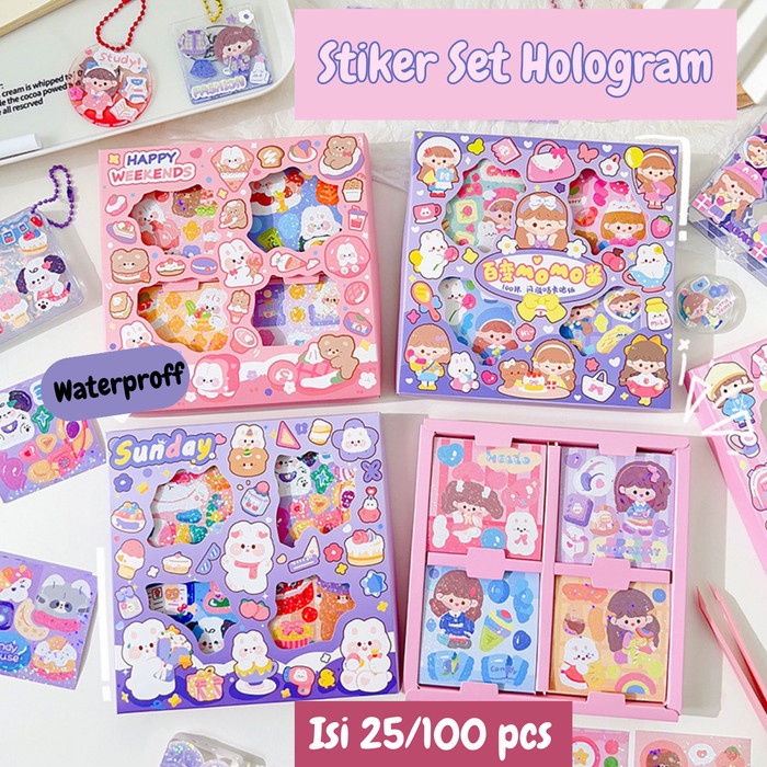 Stiker Sticker Hologram Lucu Kartun Momo Karakter Anak Korea ST0069