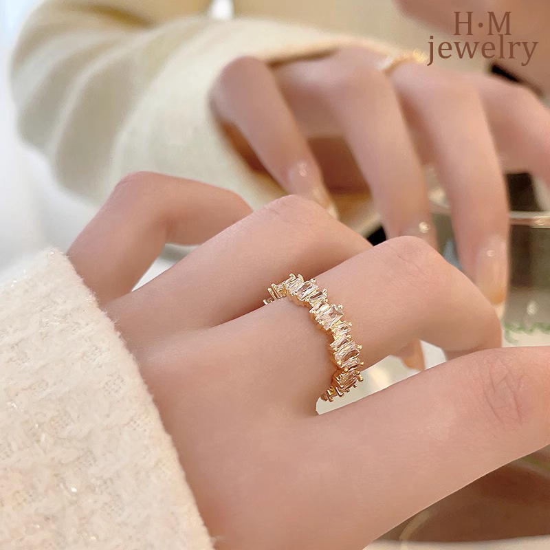 Cincin Zircon Open-End Perak S925 Canggih Aaa2023Baru