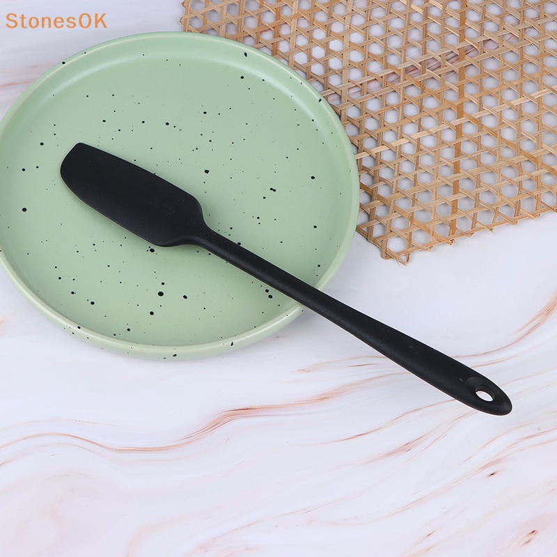 Stones 1Pc Spatula Silikon Gagang Panjang Tahan Panas Fleksibel Non-Stick Slim Spatula DIY Kue Krim Scraper Blender Baking Alat ID