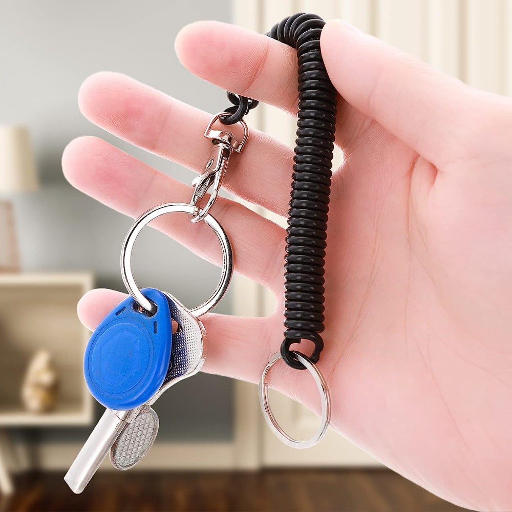 1pcs Elastis Tali Musim Semi Gantungan Kunci Multicolor Anti Maling Adjustable Keyrings Tas Dompet Aksesoris Handphone Gantungan Kunci Mobil