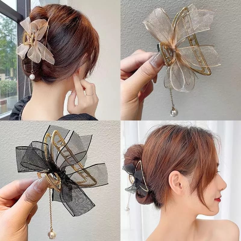 GU  Jepit Rambut Butterfly Bentuk Hair Clips Kupu-Kupu Mutiara Vintage Bahan Metal Ukuran Besar Geometric Hairpin Pita Korea Hair Pins Hair Claw Clip A7