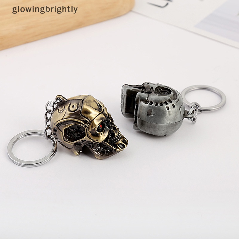 [glowingbrightly] Vintage Charm Terminator Skull Head Keychain Fashion Liontin keyring Kunci Mobil TFX