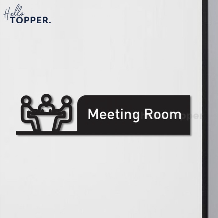 

[DD] Sign Akrilik Meeting Room Acrylic Signage Hollow UV Print - Hitam, 30x8