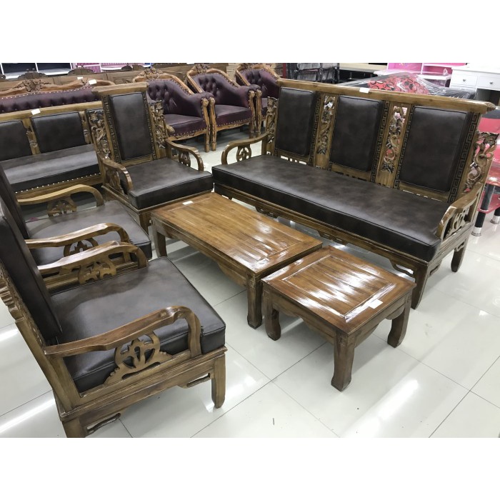 Kursi Tamu Sofa Hongkong Bambu Kayu Jati