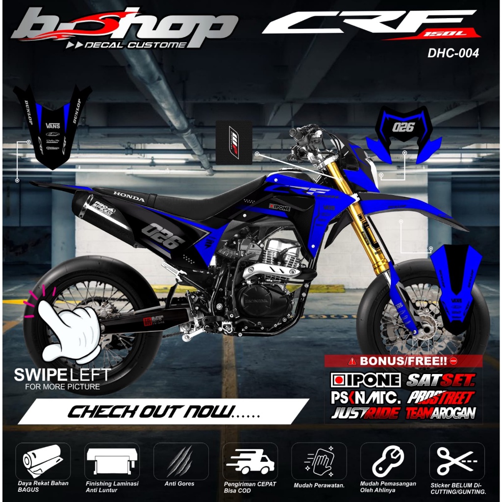 Striping Stiker decal variasi CRF 150L trail motocros biru keren full body bisa costom 026 Variasi m