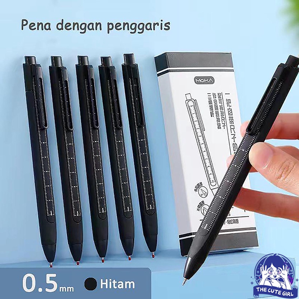 

Pulpen ins style penggaris, tampilan bagus dilengkapi dengan penggaris, pulpen warna hitam 0.5- Stazionario